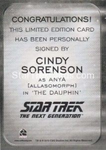 Star Trek 50th Anniversary Trading Card Autograph Cindy Sorenson Back