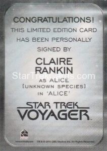 Star Trek 50th Anniversary Trading Card Autograph Claire Rankin Back