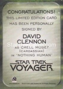 Star Trek 50th Anniversary Trading Card Autograph David Clennon Back