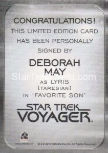 Star Trek 50th Anniversary Trading Card Autograph Deborah May Back