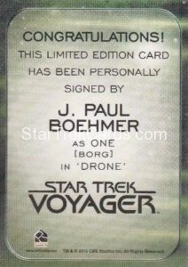 Star Trek 50th Anniversary Trading Card Autograph J Paul Boehmer Back