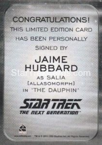 Star Trek 50th Anniversary Trading Card Autograph Jaime Hubbard Back