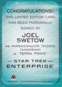 Star Trek 50th Anniversary Trading Card Autograph Joel Swetow Enterprise Back