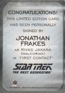 Star Trek 50th Anniversary Trading Card Autograph Jonathan Frakes Back