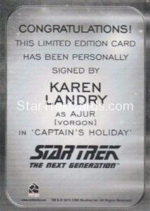 Star Trek 50th Anniversary Trading Card Autograph Karen Landry Back