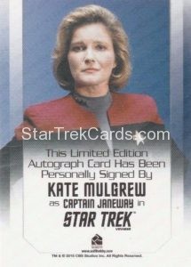 Star Trek 50th Anniversary Trading Card Autograph Kate Mulgrew Back