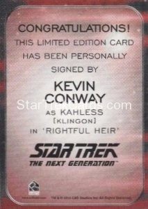 Star Trek 50th Anniversary Trading Card Autograph Kevin Conway Back