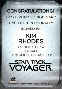 Star Trek 50th Anniversary Trading Card Autograph Kim Rhodes Back