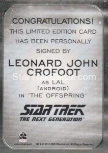 Star Trek 50th Anniversary Trading Card Autograph Leonard John Crofoot Back