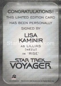 Star Trek 50th Anniversary Trading Card Autograph Lisa Kaminir Back