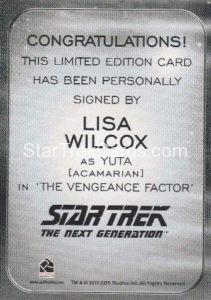 Star Trek 50th Anniversary Trading Card Autograph Lisa Wilcox Back