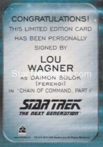 Star Trek 50th Anniversary Trading Card Autograph Lou Wagner Back