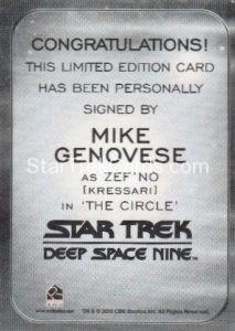 Star Trek 50th Anniversary Trading Card Autograph Mike Genovese Back