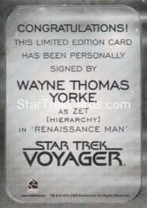 Star Trek 50th Anniversary Trading Card Autograph Wayne Thomas Yorke Back 1