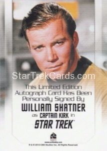 Star Trek 50th Anniversary Trading Card Autograph William Shatner Back