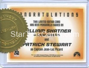 Star Trek 50th Anniversary Trading Card Autograph William Shatner Patrick Stewart Back