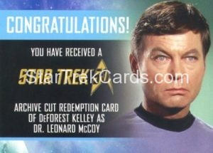 Star Trek 50th Anniversary Trading Card DeForest Kelley Autograph Redemption Card Front