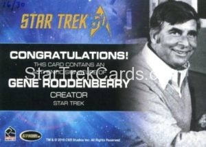 Star Trek 50th Anniversary Trading Card Gene Roddenberry Cut Signature Back