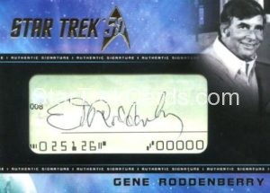 Star Trek 50th Anniversary Trading Card Gene Roddenberry Cut Signature Front