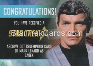 Star Trek 50th Anniversary Trading Card Mark Lenard Autograph Redemption Card Front