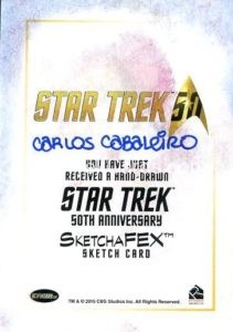 Star Trek 50th Anniversary Trading Card Sketch Carlos Cabalerio Back