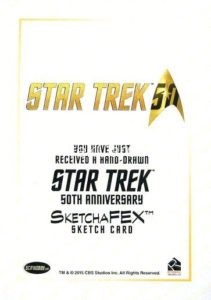 Star Trek 50th Anniversary Trading Card Sketch Javier Gonzalez Back