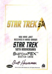 Star Trek 50th Anniversary Trading Card Sketch Scott Houseman Back