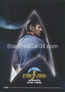 Star Trek 50th Mission New York Trading Card Spock Back
