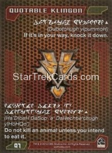 Star Trek Aliens Trading Card Q7 Back
