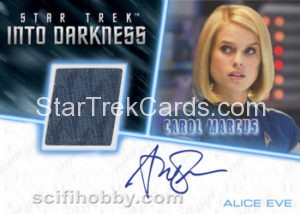 Star Trek Beyond Trading Card Alice Eve Autograph Relic Card
