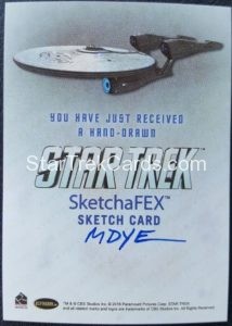 Star Trek Beyond Trading Card Sketch Marcia Dye Back