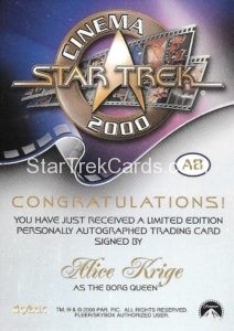 Star Trek Cinema 2000 Trading Card A8 Back 1