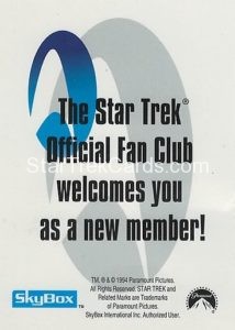 Star Trek Fan Club Trading Card Back 2