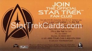 Star Trek First Contact Trading Card Fan Club Back