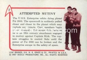Star Trek Leaf 1967 Trading Card 2 Back