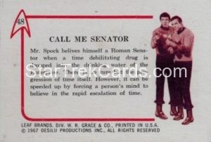 Star Trek Leaf 1967 Trading Card 48 Back