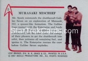 Star Trek Leaf 1967 Trading Card 5 Back