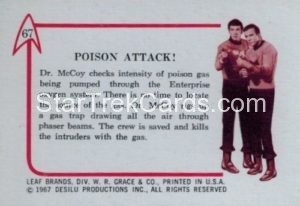 Star Trek Leaf 1967 Trading Card 67 Back