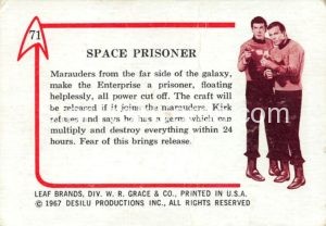 Star Trek Leaf 1967 Trading Card 71 Back
