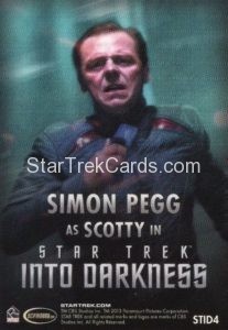 Star Trek Movies Collectors Set Trading Card STID4 Back