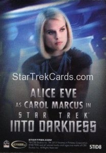 Star Trek Movies Collectors Set Trading Card STID8 Back