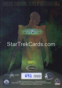 Star Trek Nemesis Trading Card MP1 Back