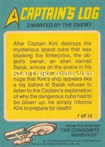 Star Trek Scanlens Allens Regina Trading Card 7 Back