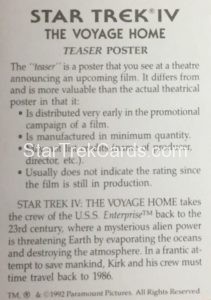 Star Trek Silver Cinema Art Collection Series The Voyage Home 2 Paper Back