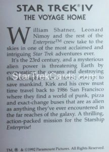 Star Trek Silver Cinema Art Collection Series The Voyage Home Paper Back