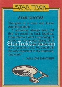 Star Trek The Motion Picture Trebor Trading Card Back 16