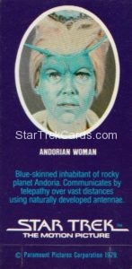 Star Trek The Motion Picture Weetabix Trading Card Andorian Woman Back