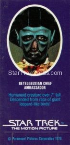 Star Trek The Motion Picture Weetabix Trading Card Betelgeusian Chief Ambassador Back