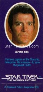 Star Trek The Motion Picture Weetabix Trading Card Captain Kirk Back