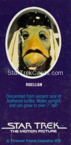 Star Trek The Motion Picture Weetabix Trading Card Rigellian Back